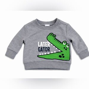 Carter's Grey Sweatshirt with Green Gator 'Later Gator' Graphic